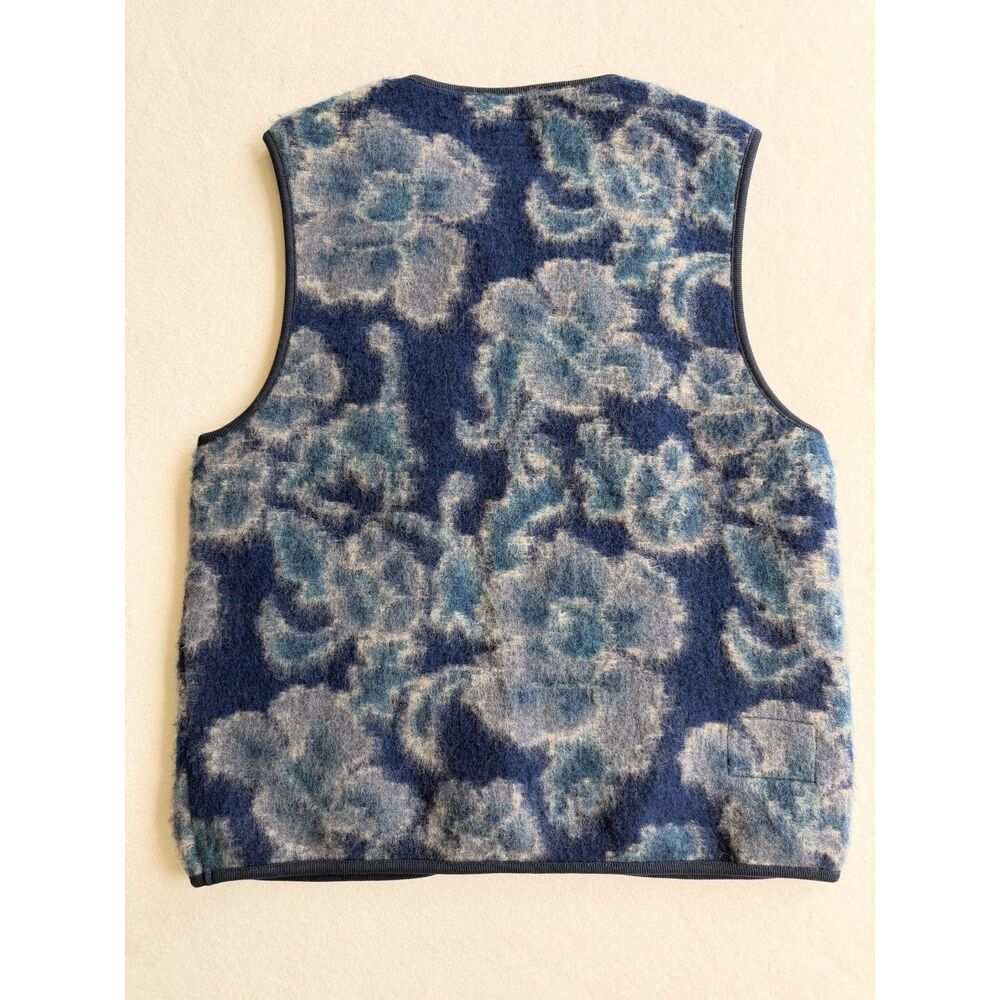 Universal Works Mens Flower Wool Fleece Gilet Vest in Navy Size XS - Picture 3 of 6